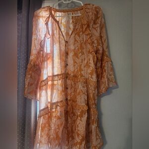 Anthropologie Orange Floral Tunic